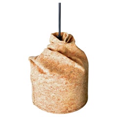 Contemporary Cork and Stoneware Suspension Lamp, Minimalist Design, ORGANIC