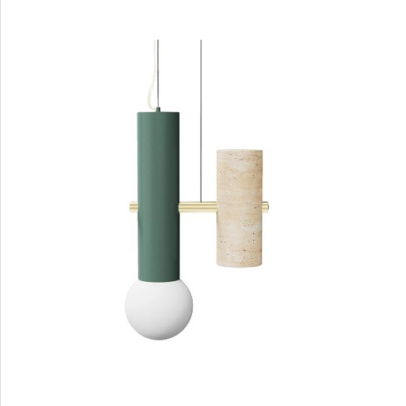 Contemporary Art Deco Pendant Lamp Pyppe Single I, Brass, Dream Green In New Condition For Sale In Lisbon, PT