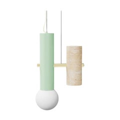 Contemporary Art Deco Pendant Lamp Pyppe Single I, Brass, Dream Green