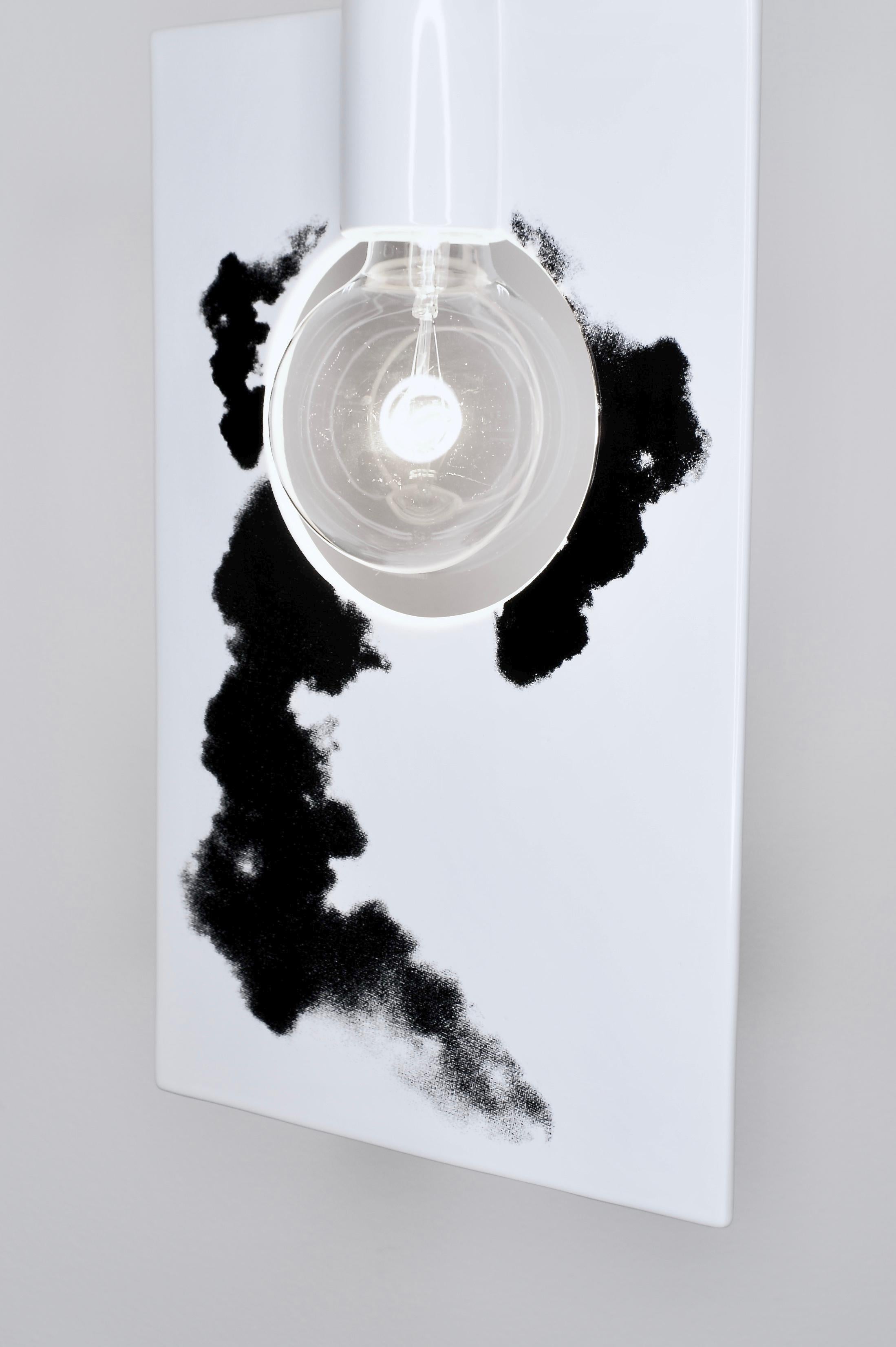 Lampada a sospensione contemporanea in gres bianco lucido, design minimalista, SMOKE in vendita 6