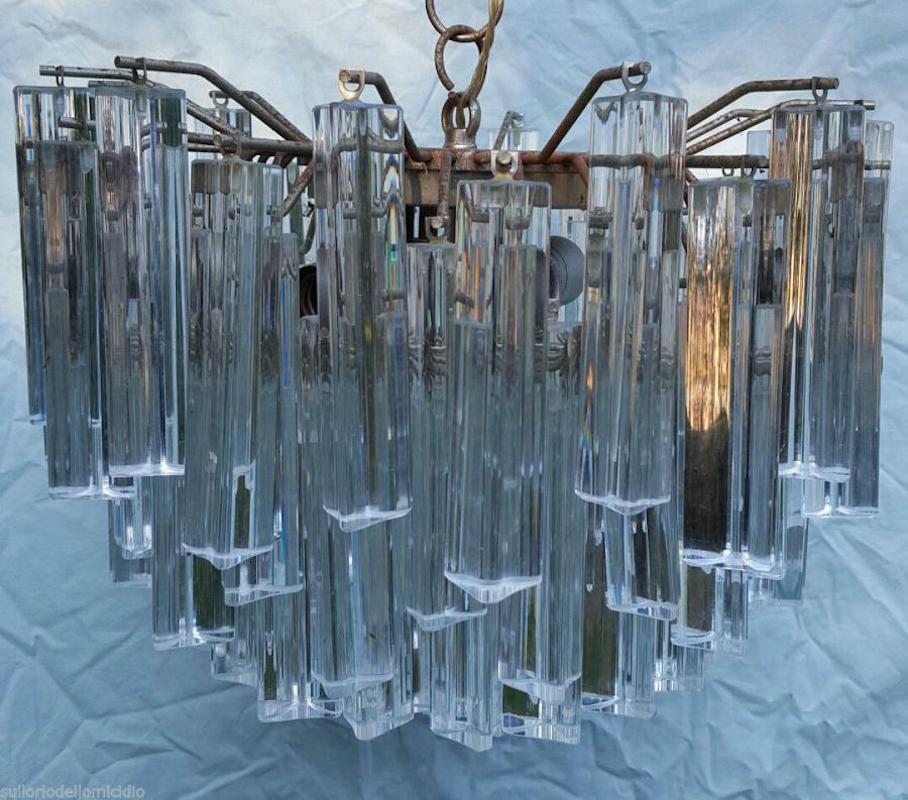 Italian Suspension Lamp Trihedron Murano Glass, 1960's For Sale