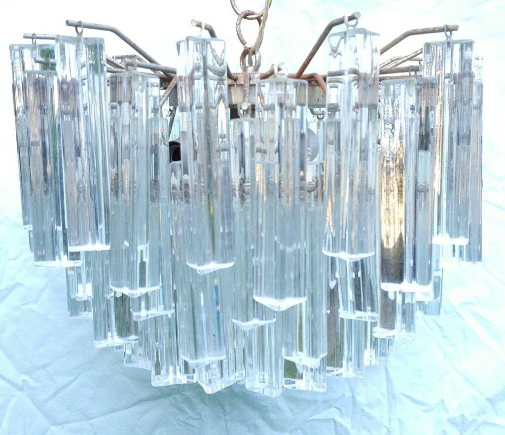Lámpara de suspensión triedro de cristal de Murano, años 60 mediados del siglo XX en venta