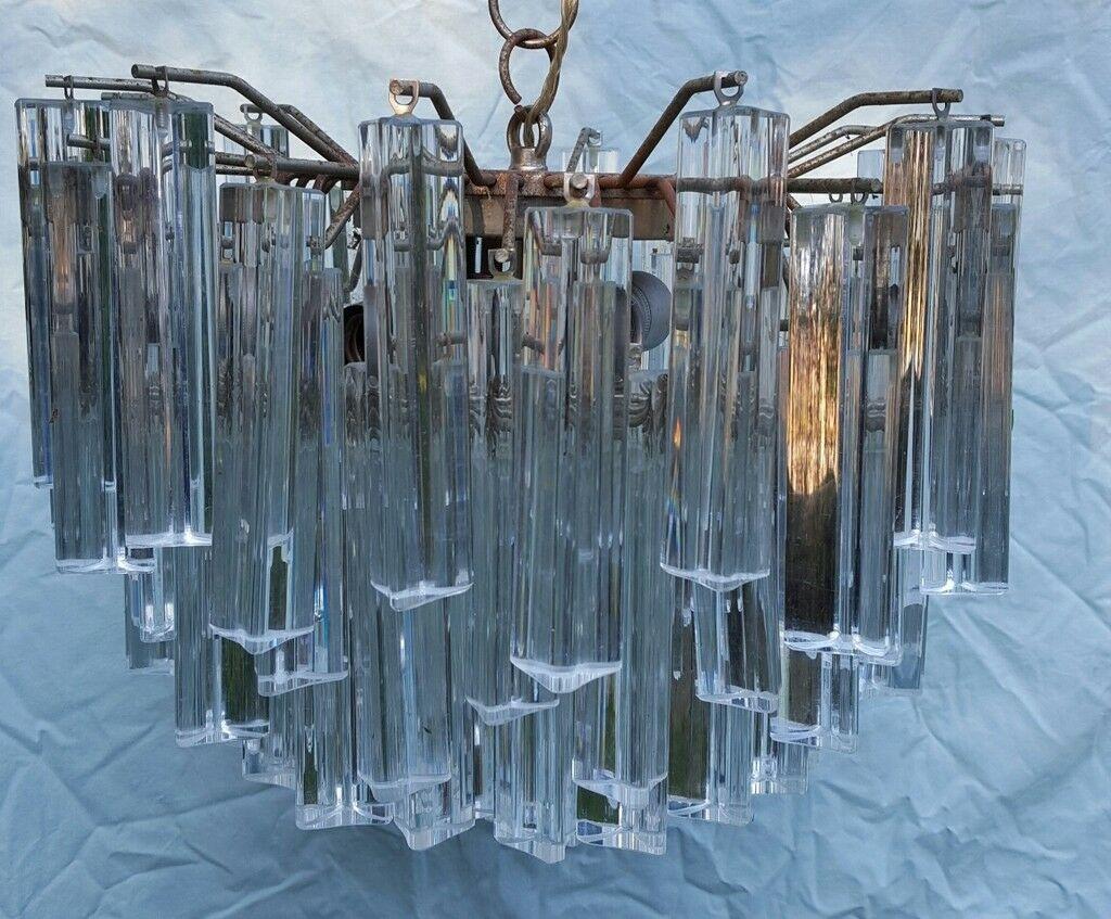 Hängeleuchte Trihedron Murano Glas, 1960er Jahre (Metall) im Angebot
