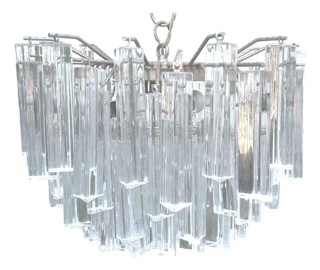 Metal Suspension Lamp Trihedron Murano Glass, 1960's For Sale