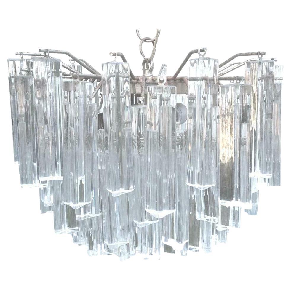 Lámpara de suspensión triedro de cristal de Murano, años 60