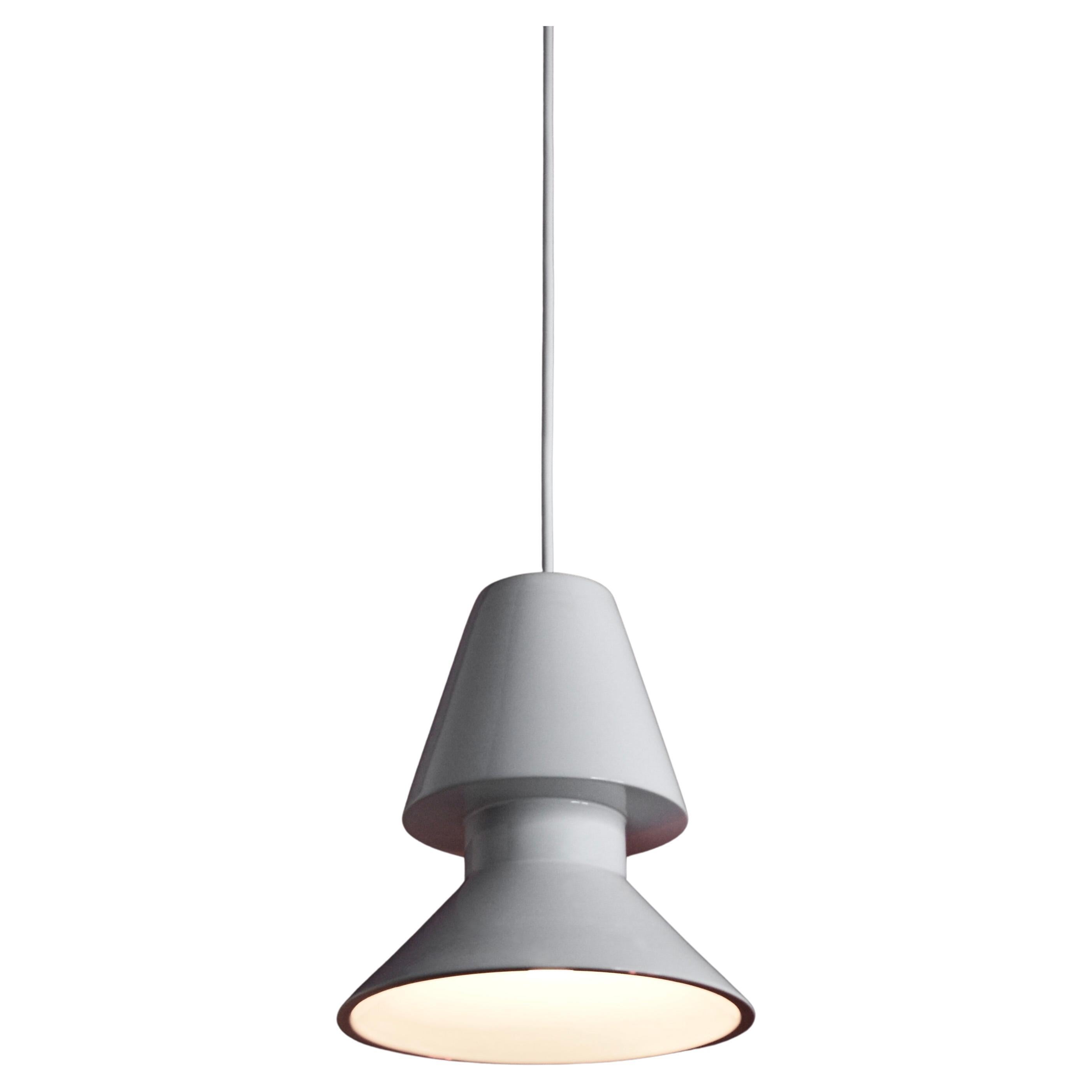 Allemand Suspension contemporaine en grès blanc brillant, Design minimaliste TWIN 1.1 en vente