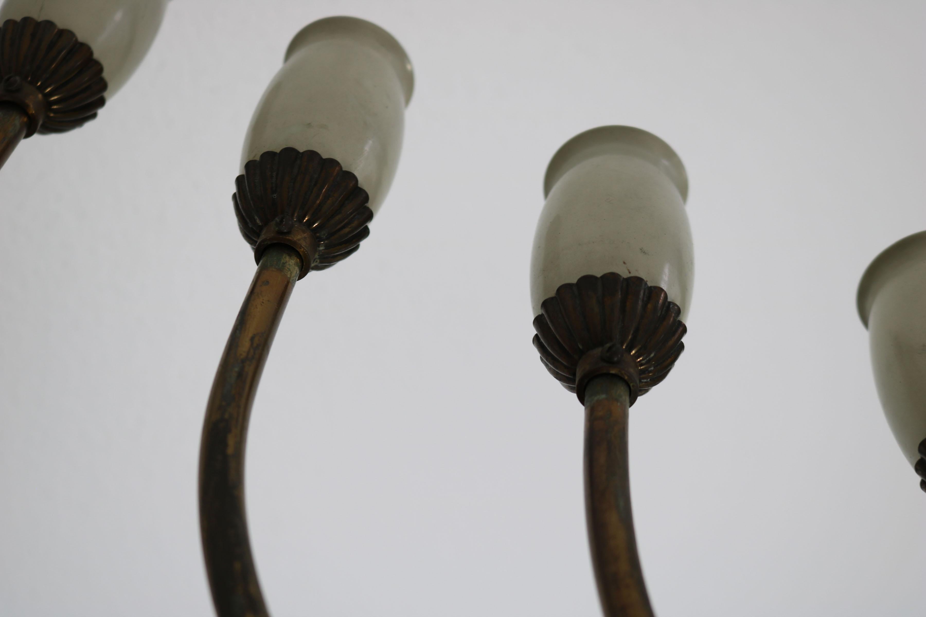 Suspension Lamp with Eight Lights, 1950 from Italy, Brass For Sale 9