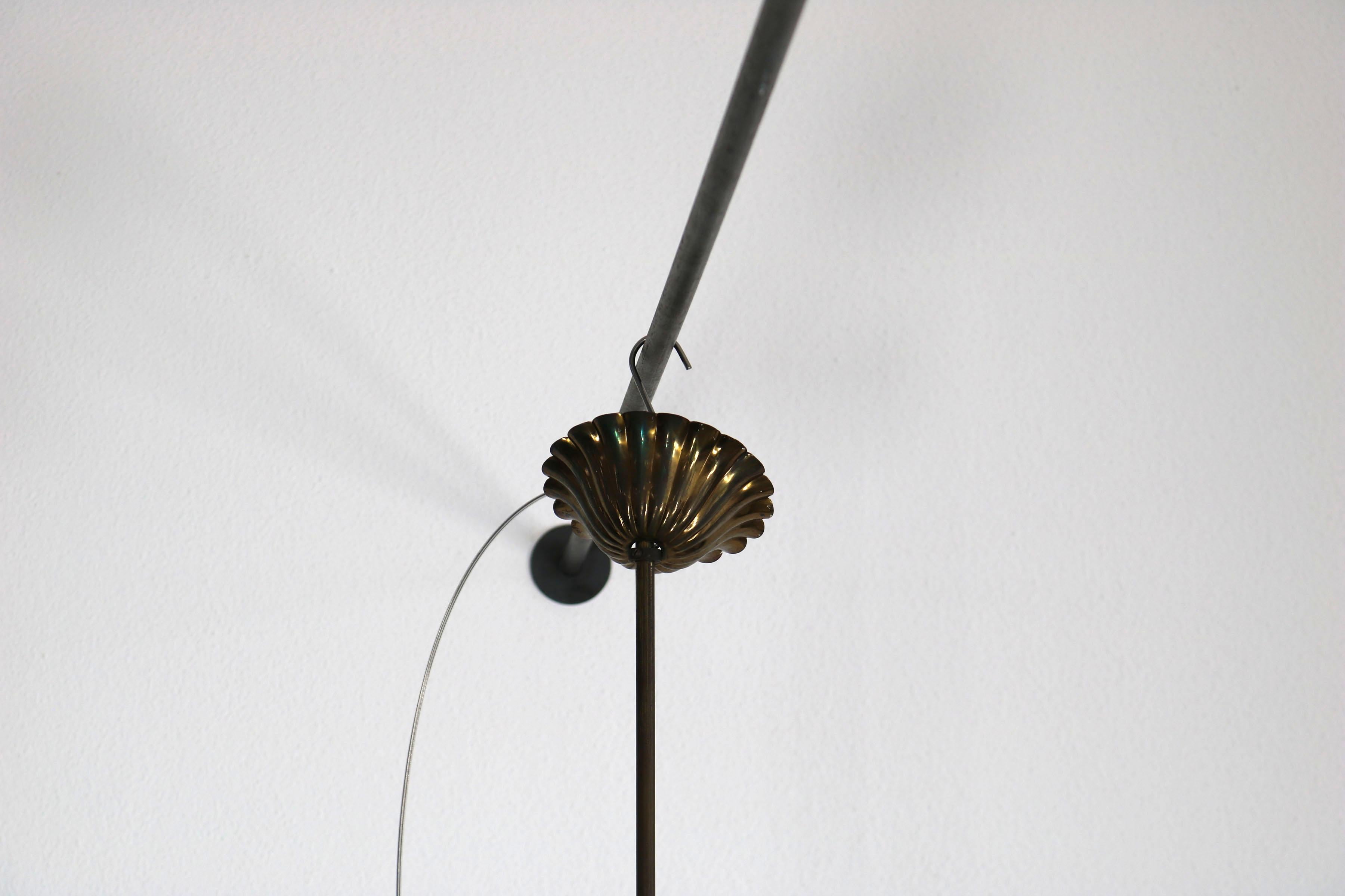 Painted Suspension Lamp with Eight Lights, 1950 from Italy, Brass For Sale