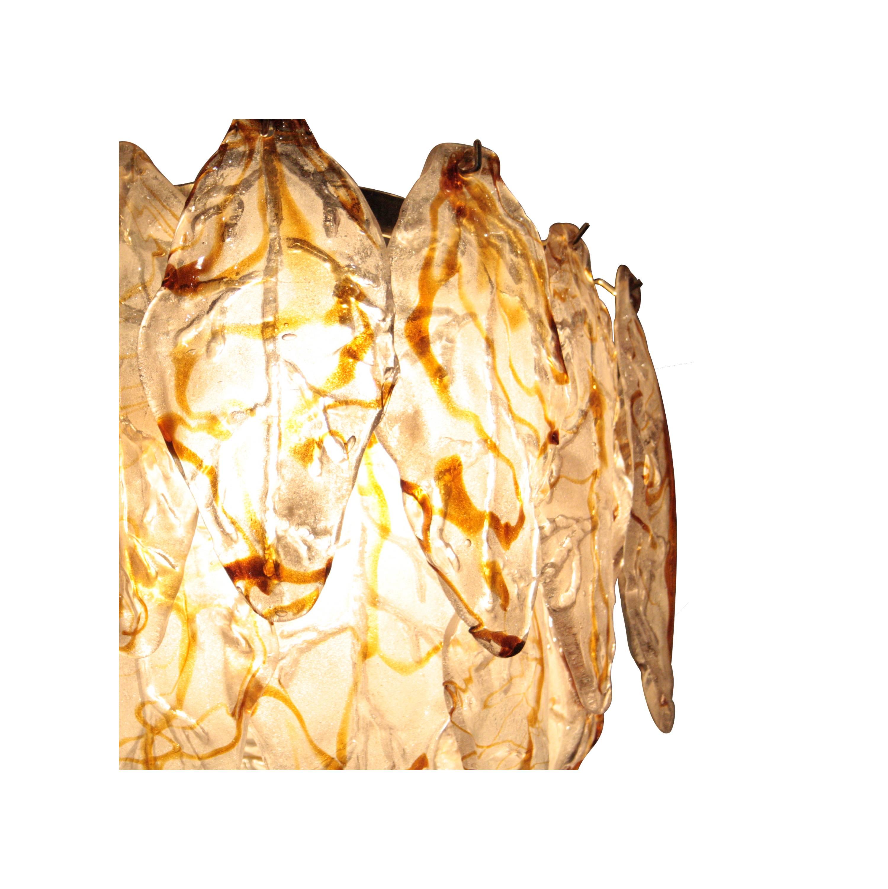 Mid-Century Modern Organic White Caramel Murano Glass Italian Ceiling Lamp, 1960 In Good Condition For Sale In Madrid, ES