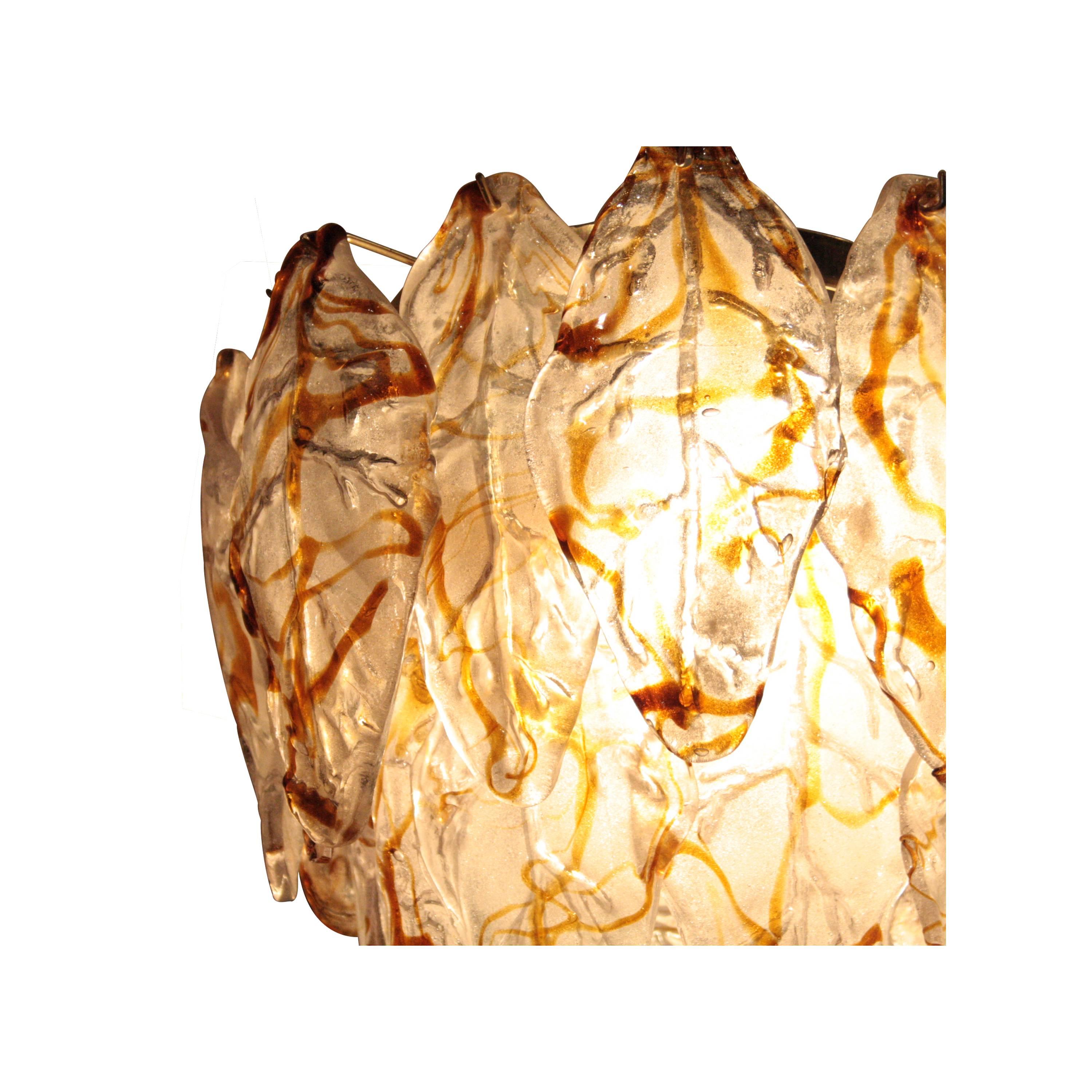 Mid-20th Century Mid-Century Modern Organic White Caramel Murano Glass Italian Ceiling Lamp, 1960 For Sale