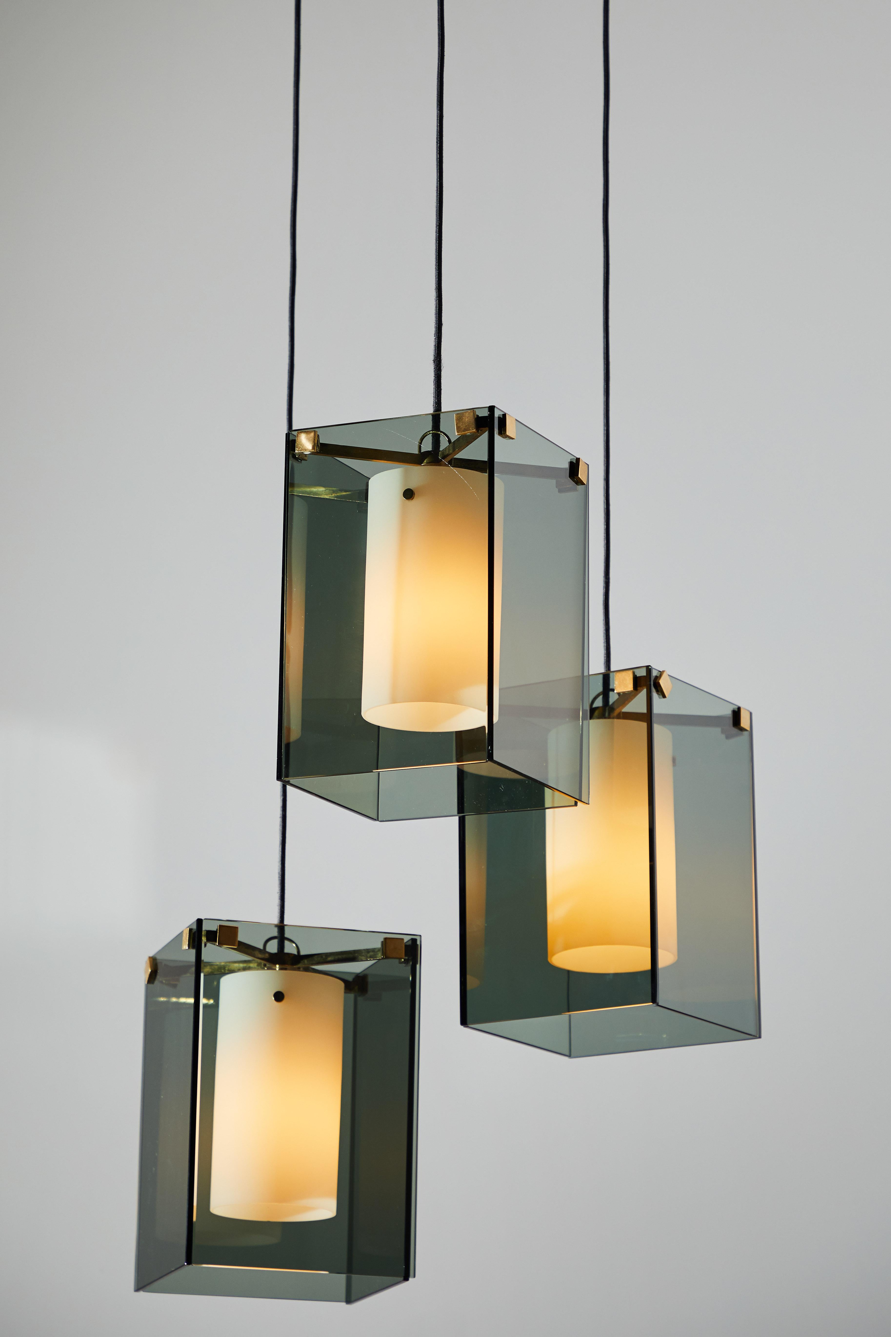 Suspension Light by Max Ingrand for Fontana Arte In Distressed Condition In Los Angeles, CA