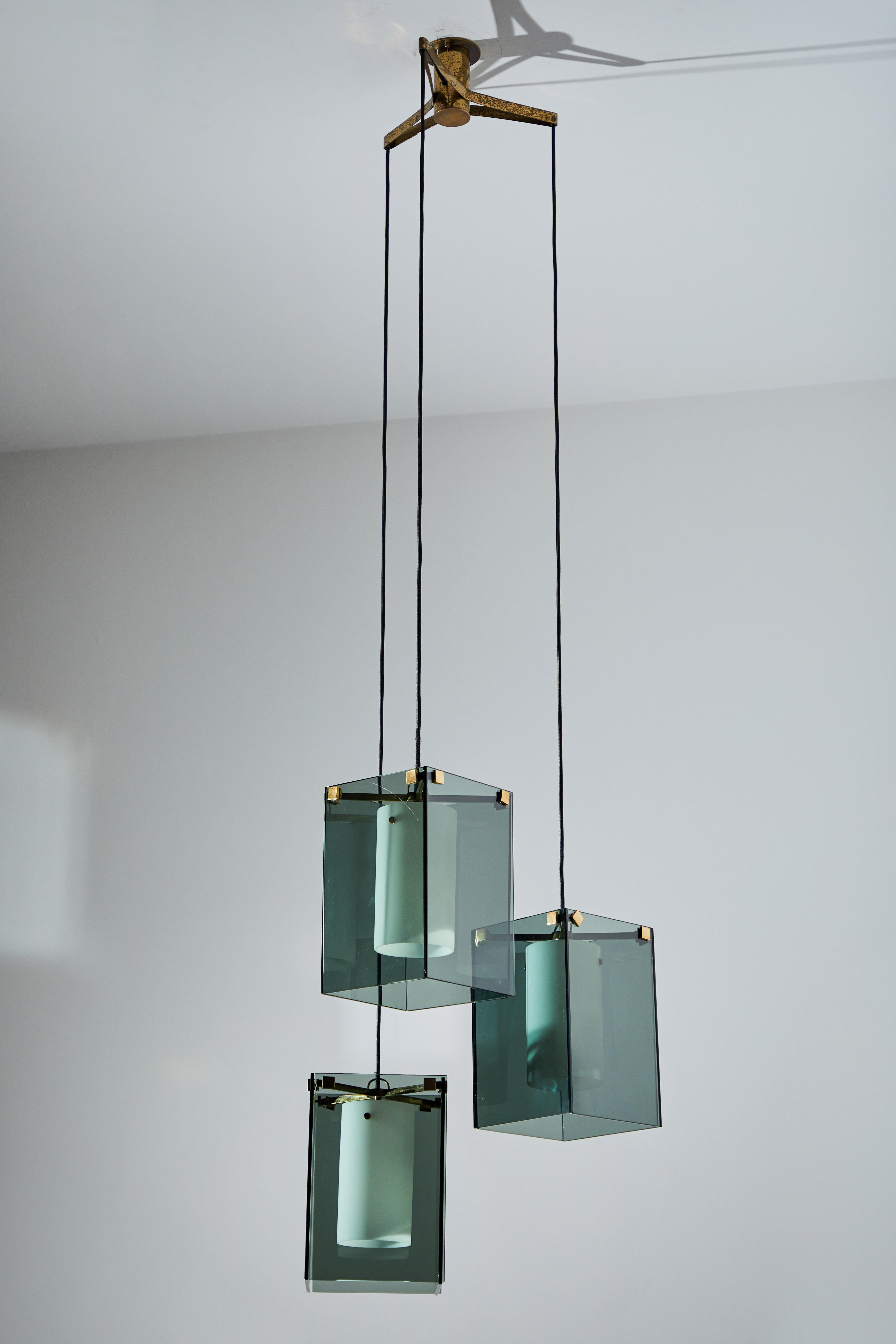 Brass Suspension Light by Max Ingrand for Fontana Arte