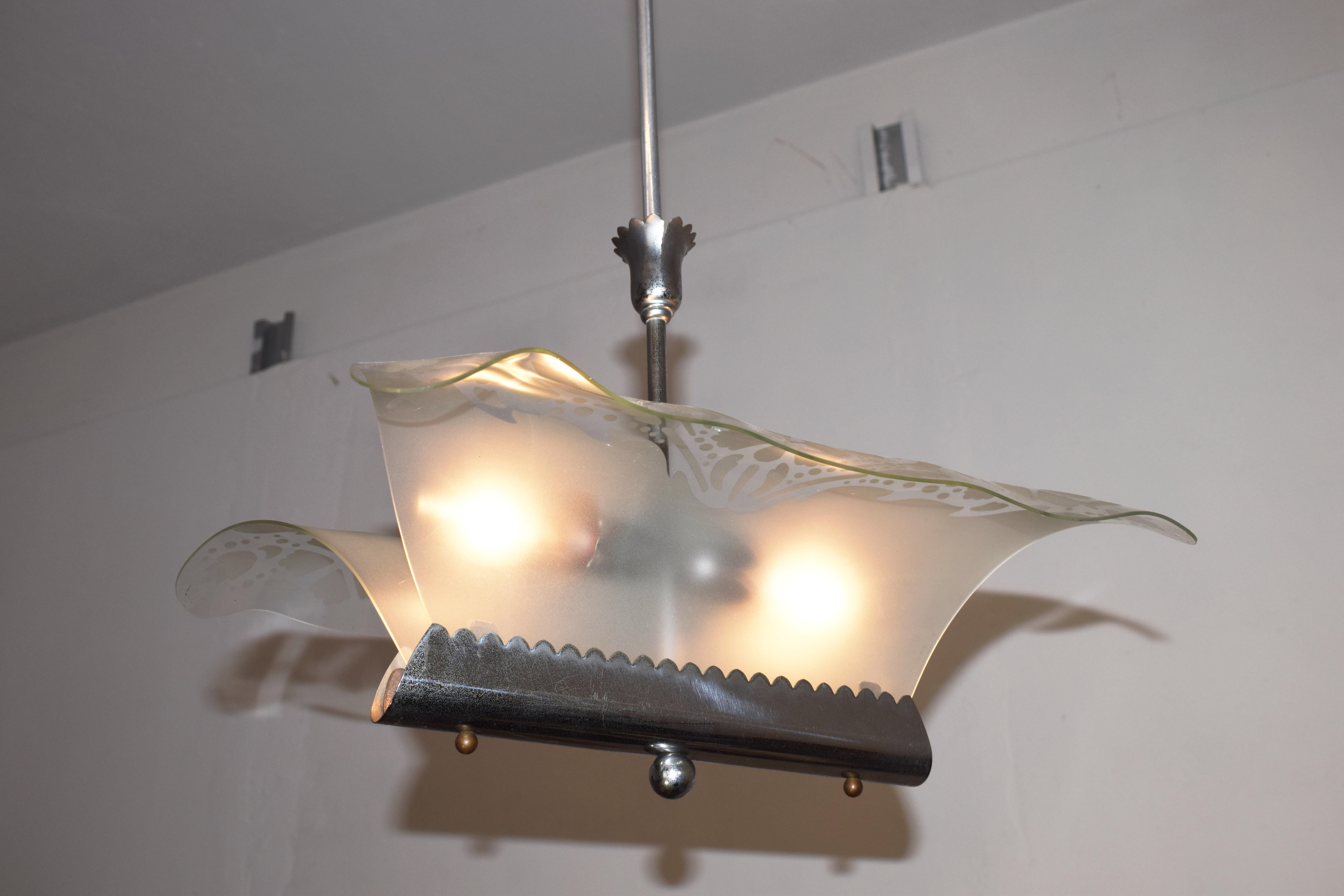 Italian Suspension light in the style of Pietro Chiesa, Italy, 1940s For Sale