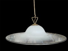 Suspension Murano glass XXL by Vistosi white opaline , italy 1980