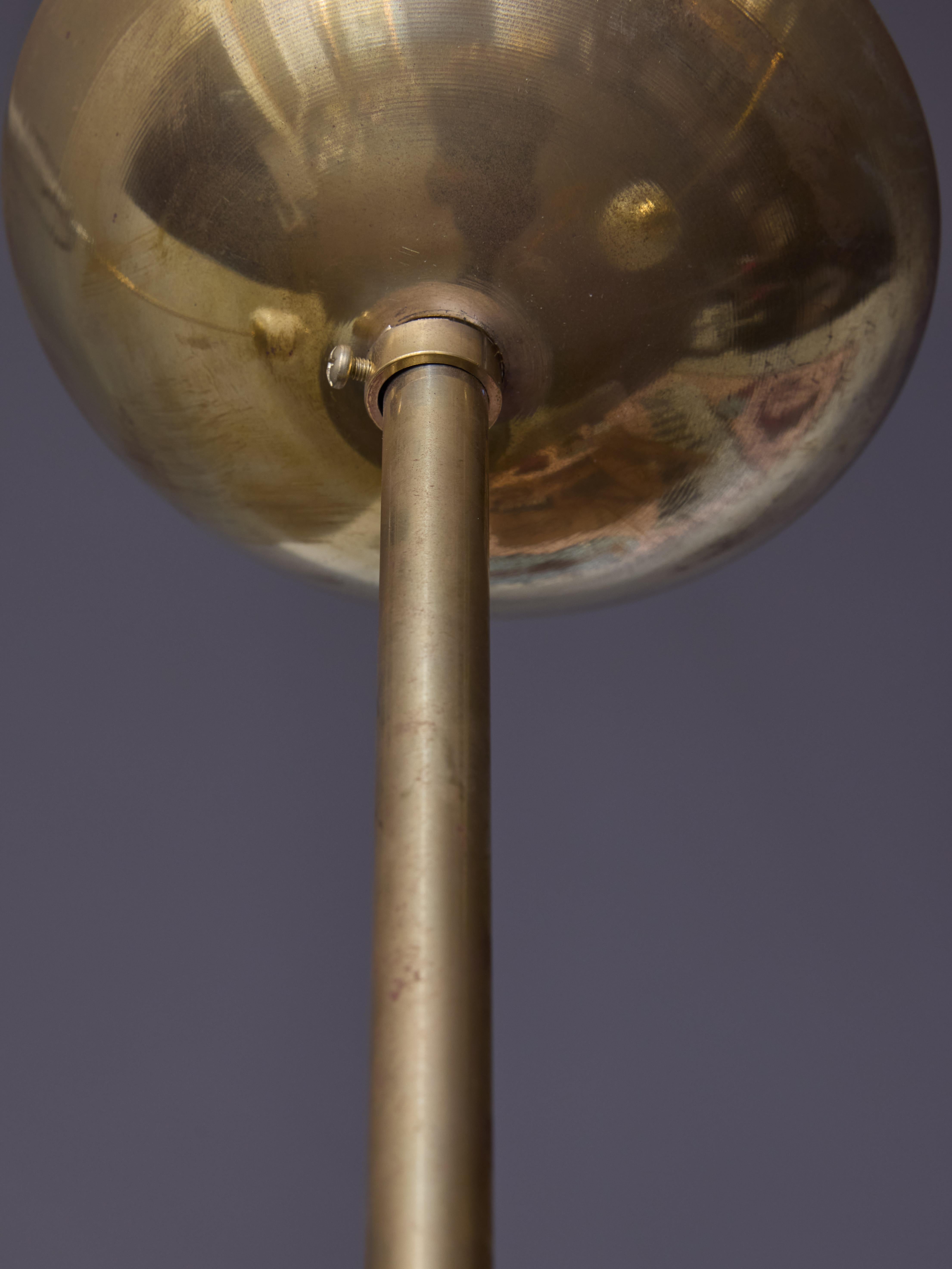 Suspensions in Brass with Painted Glass Globes For Sale 2