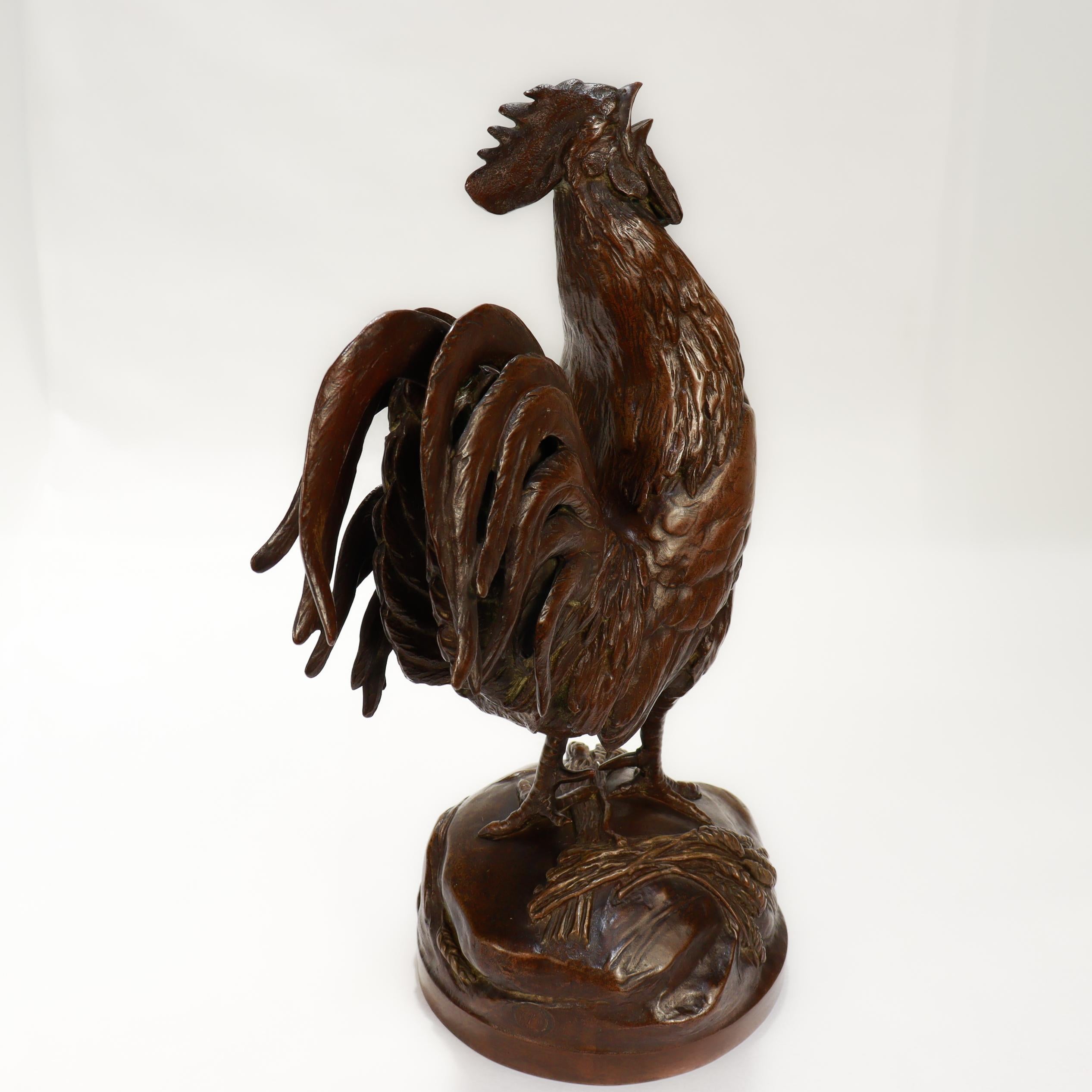 Susse Freres Coq Français Chantant Französisch Bronze Hahn Skulptur af. Aug. Kain im Angebot 5