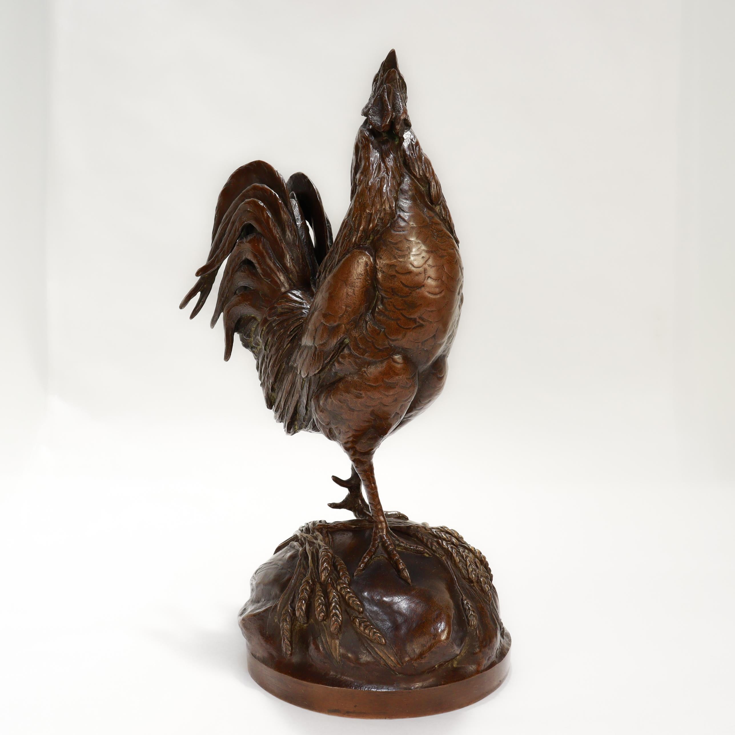 Susse Freres Coq Français Chantant Französisch Bronze Hahn Skulptur af. Aug. Kain im Angebot 1