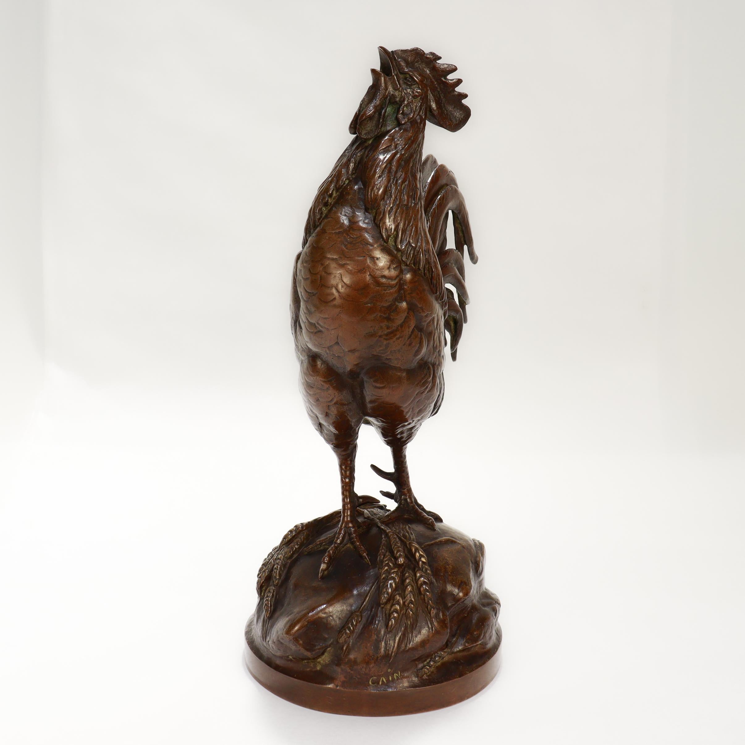 Susse Freres Coq Français Chantant Französisch Bronze Hahn Skulptur af. Aug. Kain im Angebot 2
