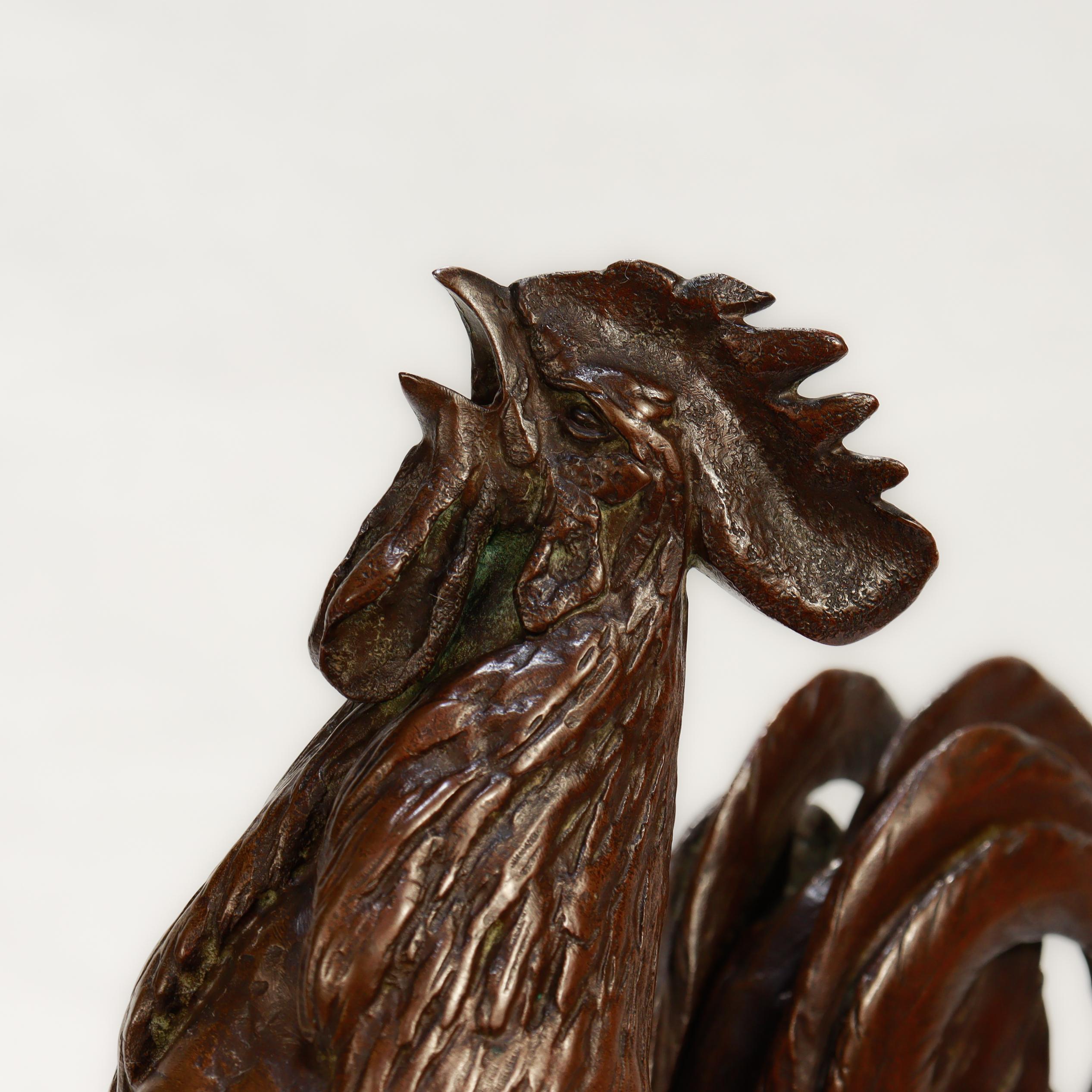 Susse Freres Coq Français Chantant Französisch Bronze Hahn Skulptur af. Aug. Kain im Angebot 3