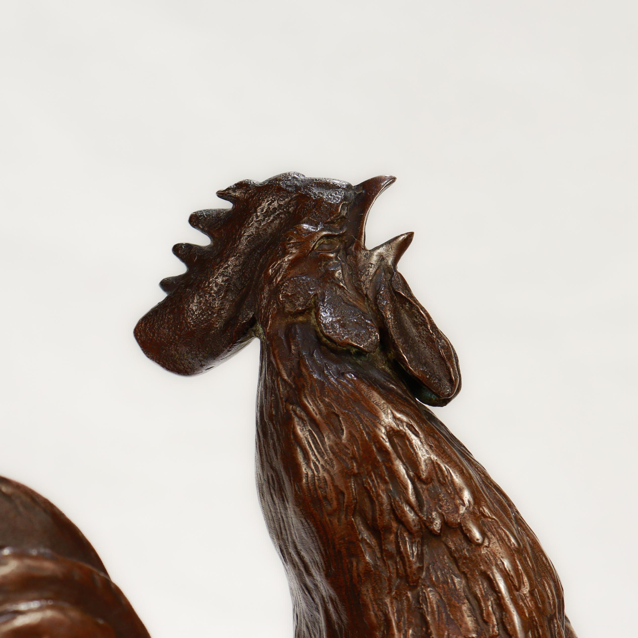 Susse Freres Coq Français Chantant Französisch Bronze Hahn Skulptur af. Aug. Kain im Angebot 4