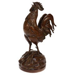 Susse Freres Coq Français Chantant French Bronze Rooster Sculpture af. Aug. Cain