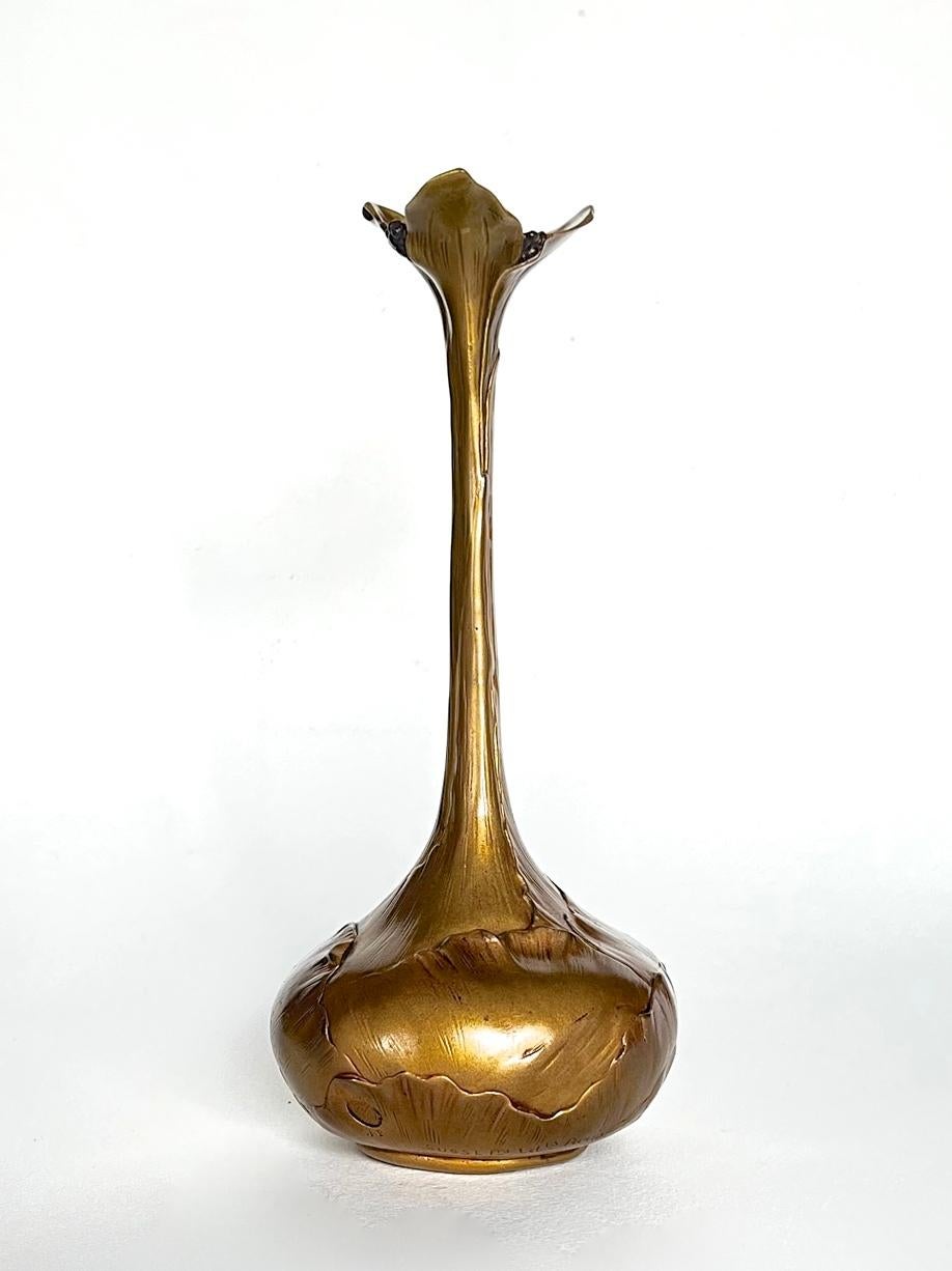 Susse Frères / Hippolyte Gautruche - Jugendstil Vase 'Oignon' aus vergoldeter Bronze  (Art nouveau) im Angebot
