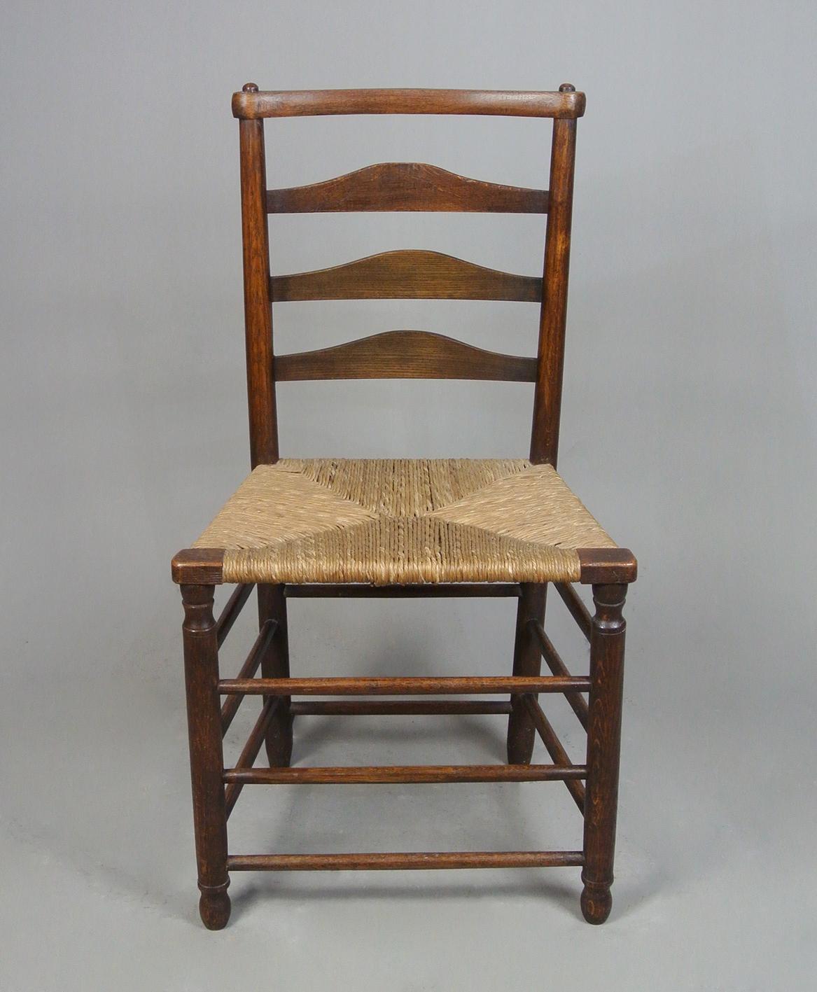 This chair has just arrived in the showroom from a local Sussex farmhouse and is in excellent well cared for and solid condition with a good rushed seat and solid ash frame.

The chair has the hallmarks of an early Morris & Co., chair with three