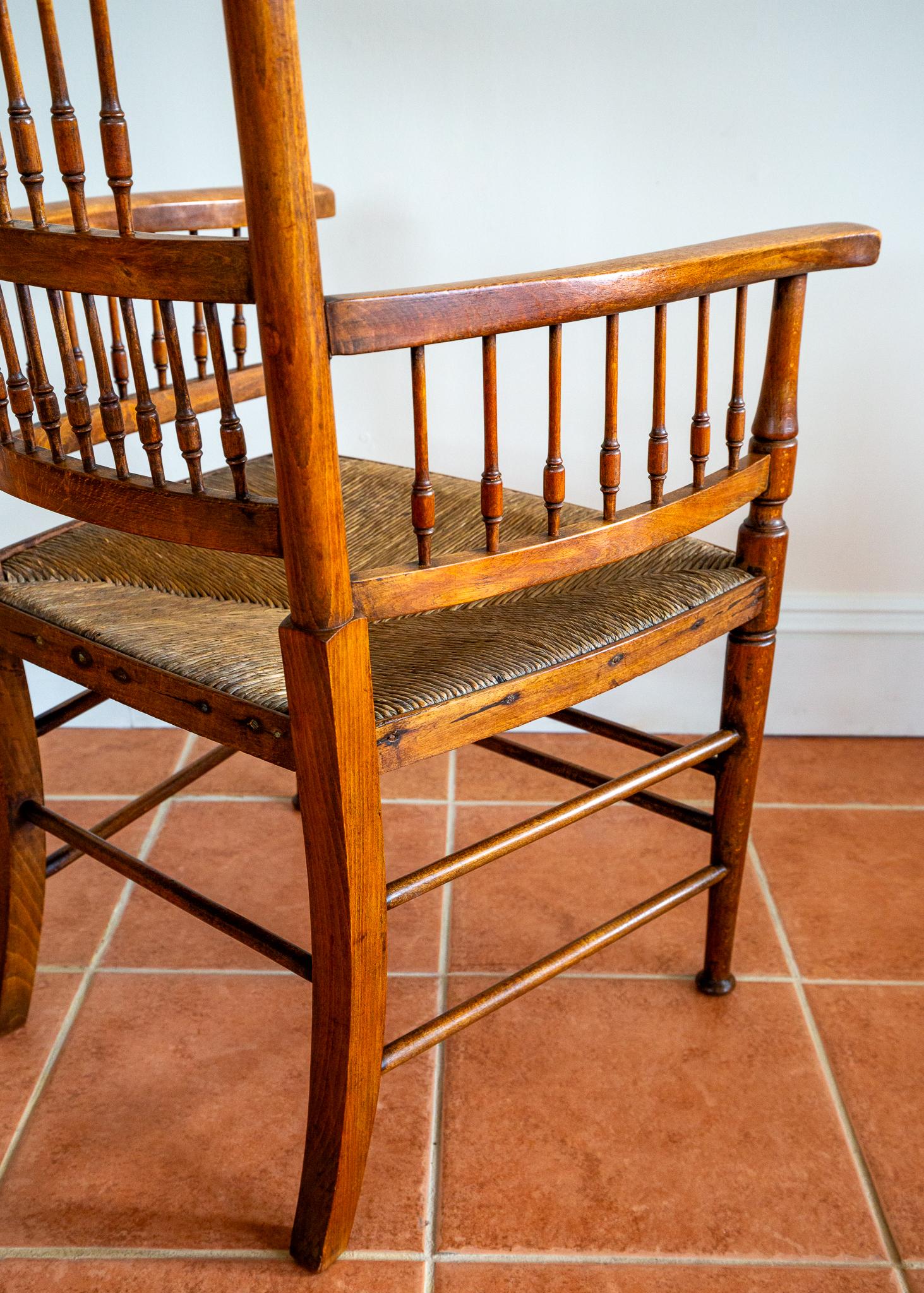 Sussex Chair Liberty Arts & Crafts William Birch E.G. Punnett Morris Style 1900s For Sale 2