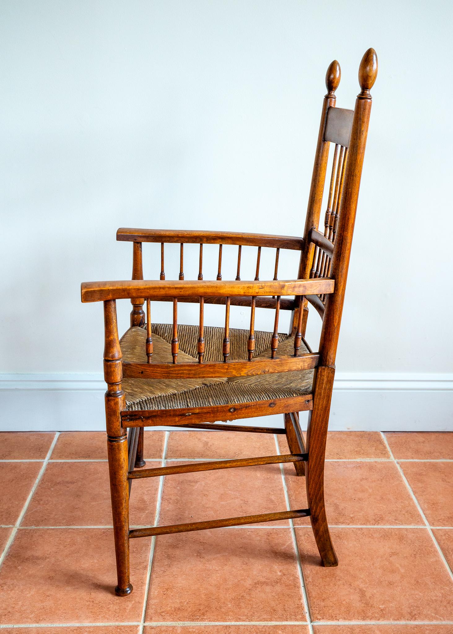 Sussex Chair Liberty Arts & Crafts William Birch E.G. Punnett Morris Style 1900s For Sale 3