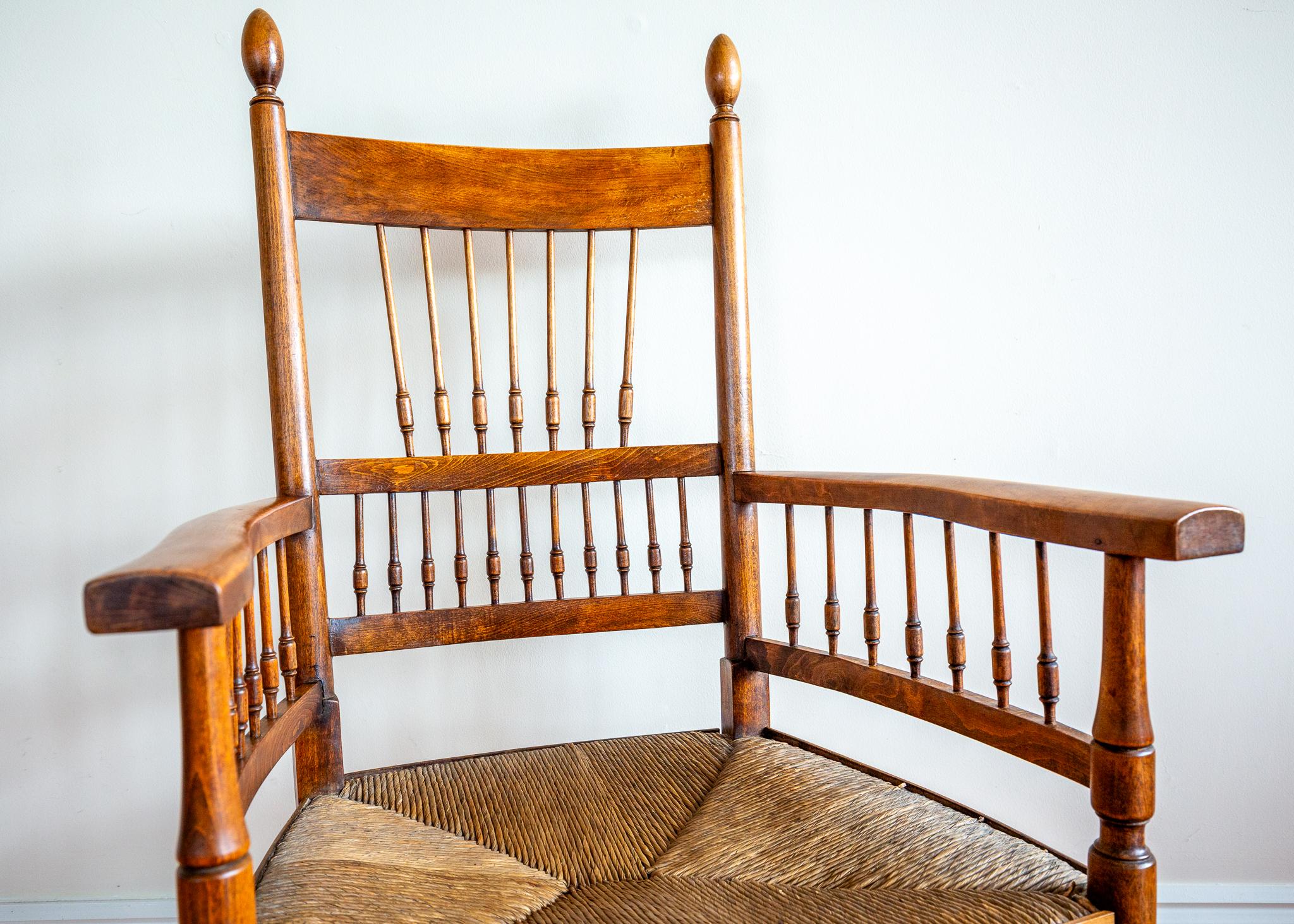 Sussex Chair Liberty Arts & Crafts William Birch E.G. Punnett Morris Style 1900s For Sale 4