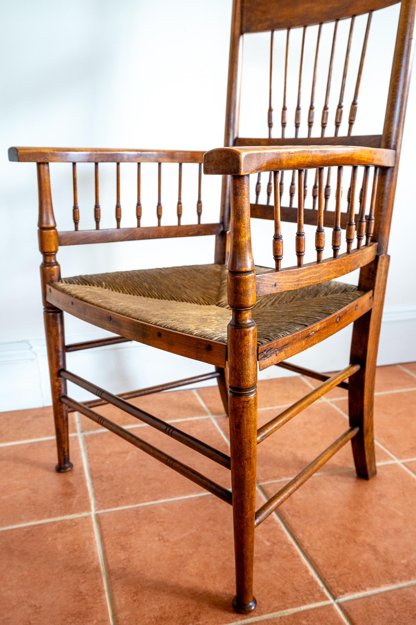 Sussex Chair Liberty Arts & Crafts William Birch E.G. Punnett Morris Style 1900s For Sale 6