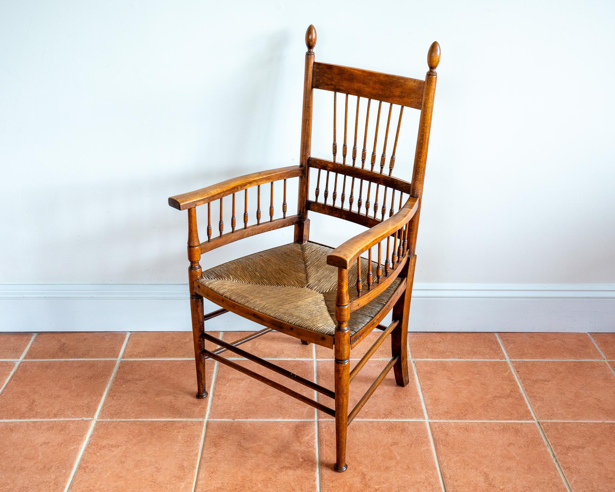 Sussex Chair Liberty Arts & Crafts William Birch E.G. Punnett Morris Style 1900s For Sale 7