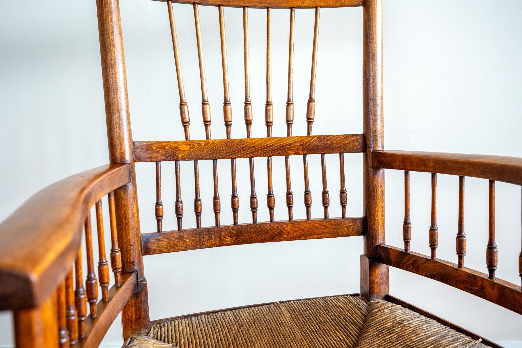 English Sussex Chair Liberty Arts & Crafts William Birch E.G. Punnett Morris Style 1900s For Sale