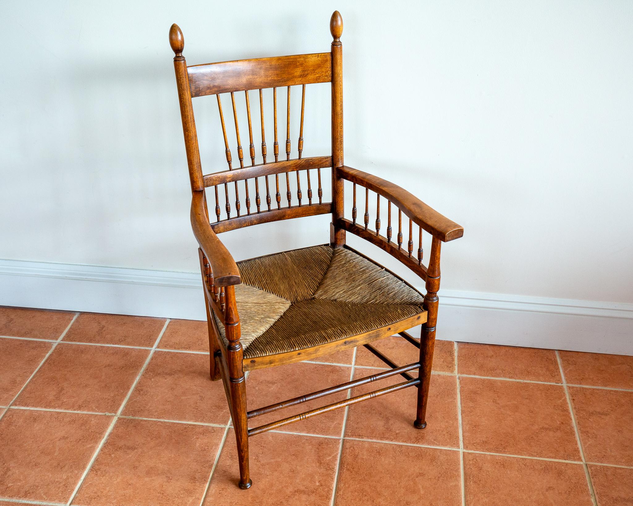 Early 20th Century Sussex Chair Liberty Arts & Crafts William Birch E.G. Punnett Morris Style 1900s For Sale