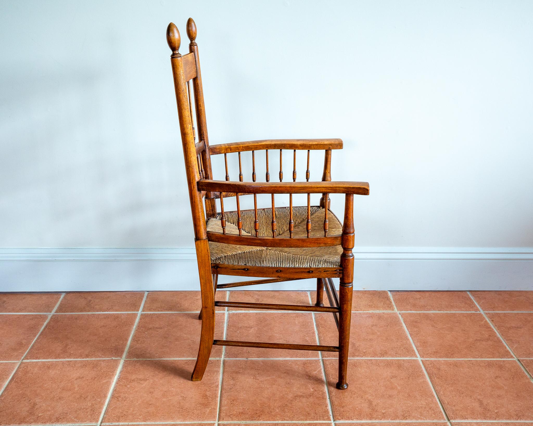 Sussex Chair Liberty Arts & Crafts William Birch E.G. Punnett Morris Style 1900s For Sale 1