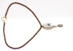 Sussex Crystal Pendant Necklace with Pheasant Motif and Topaz Drop, 1900