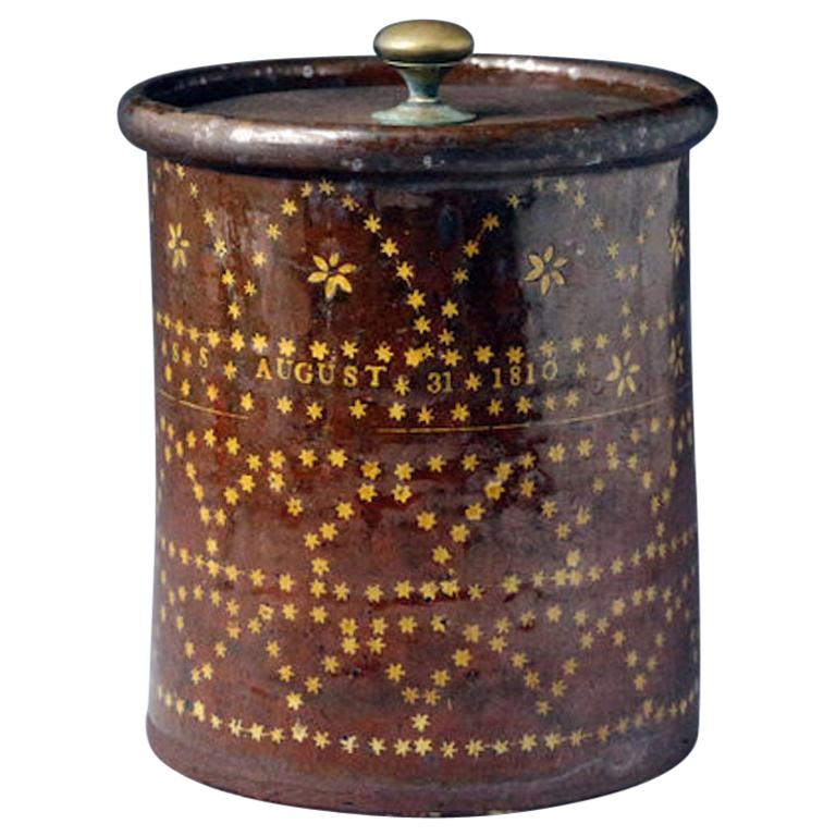 Sussex Pottery Slipware Jar Dated August 31st 1810 For Sale