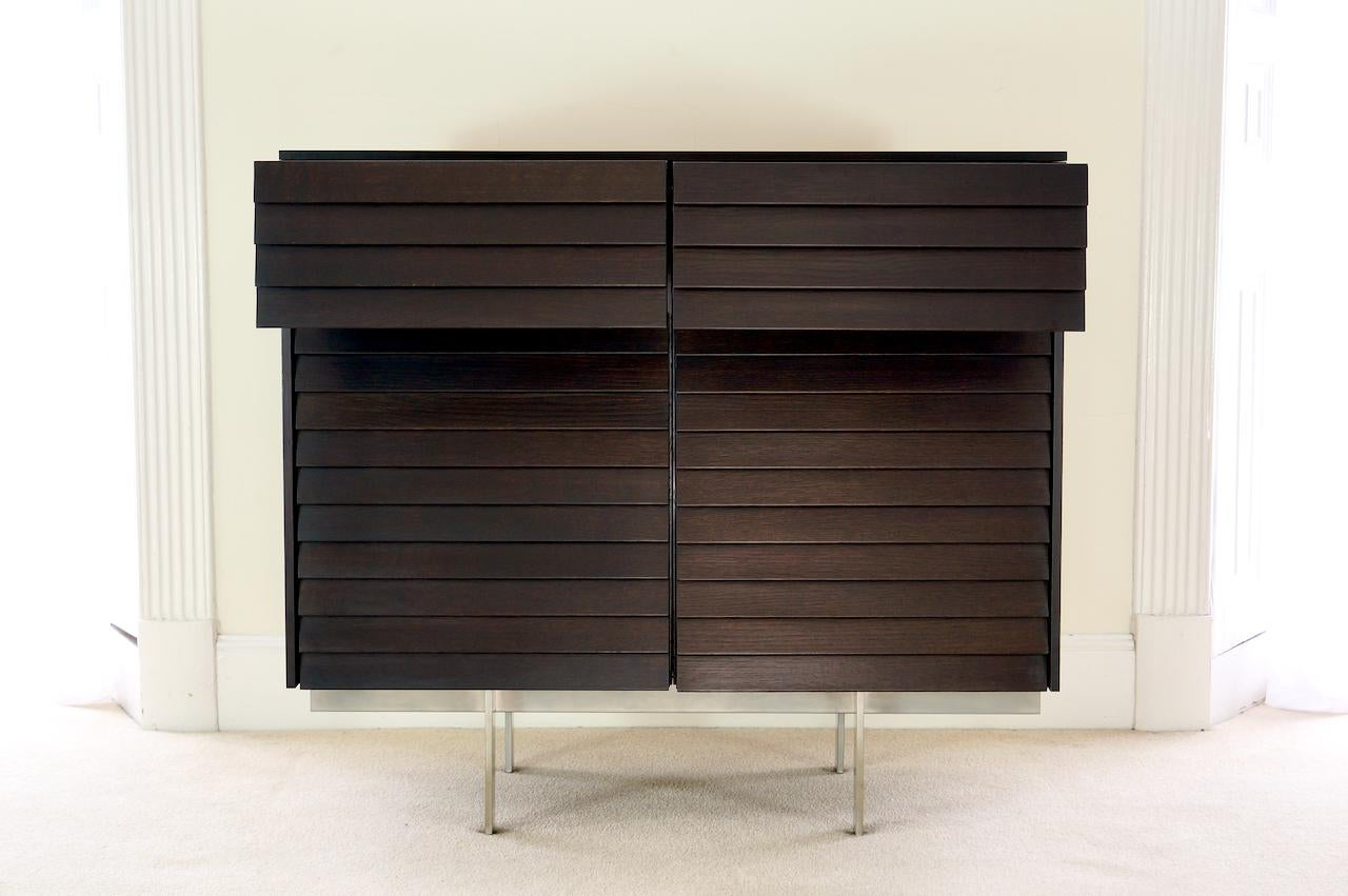 Spanish Sussex Sideboard, Terence Woodgate, Dark Brown / Black Oak Cabinet with Drawers