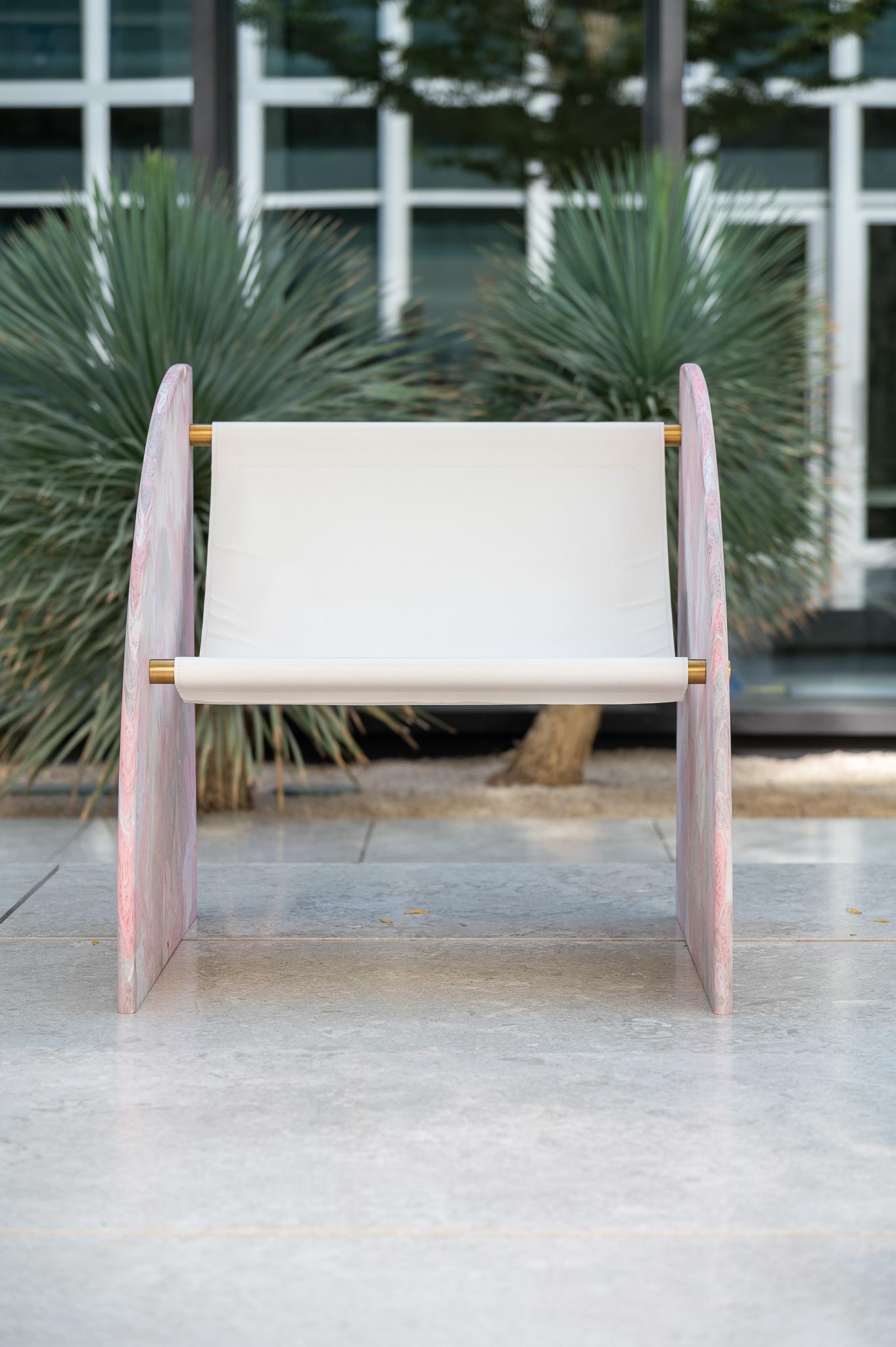 Chaise longue rose contemporaine en plastique 100 % recyclé fabriquée à la main par Anqa Studios en vente 3