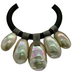 Sylvia Gottwald , Pink Mother of Pearl , Up -cycled, Eco-luxe Statement Necklace