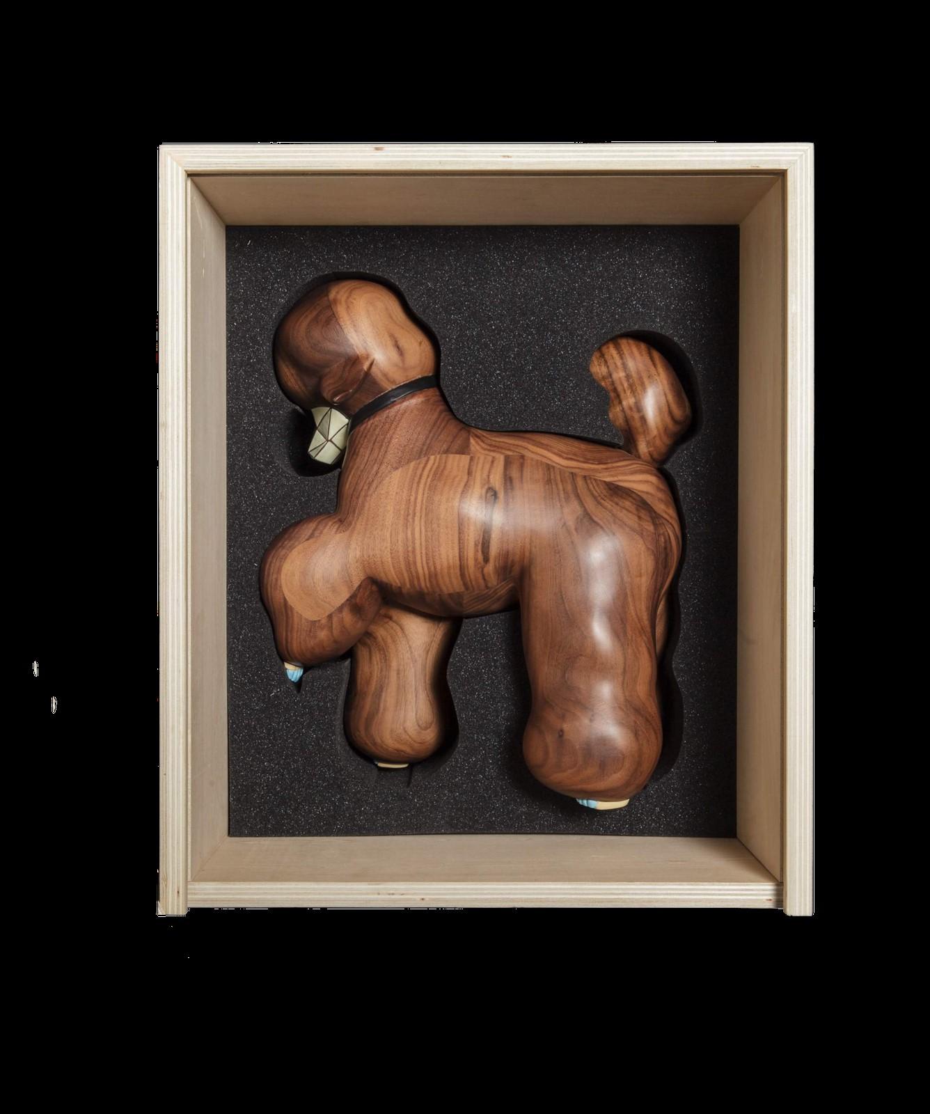 The Sinner at Dusk Walnut Wood Poodle Sculpture  For Sale 1