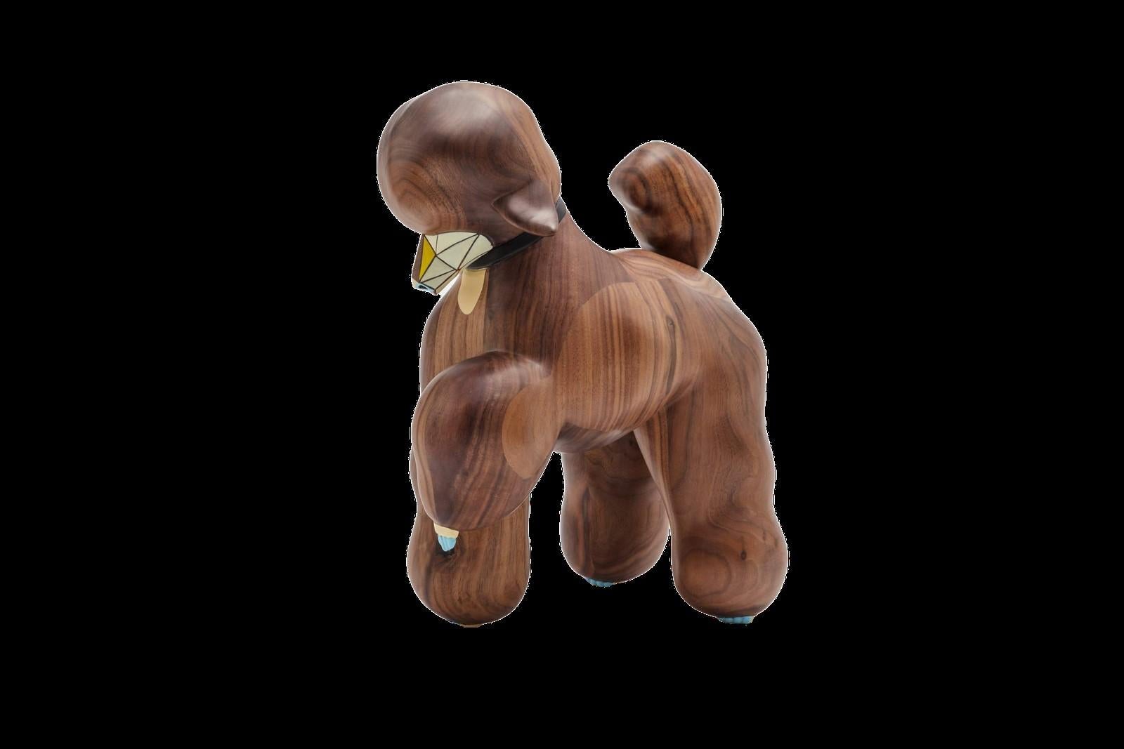 The Sinner at Dusk Walnut Wood Poodle Sculpture  For Sale 3