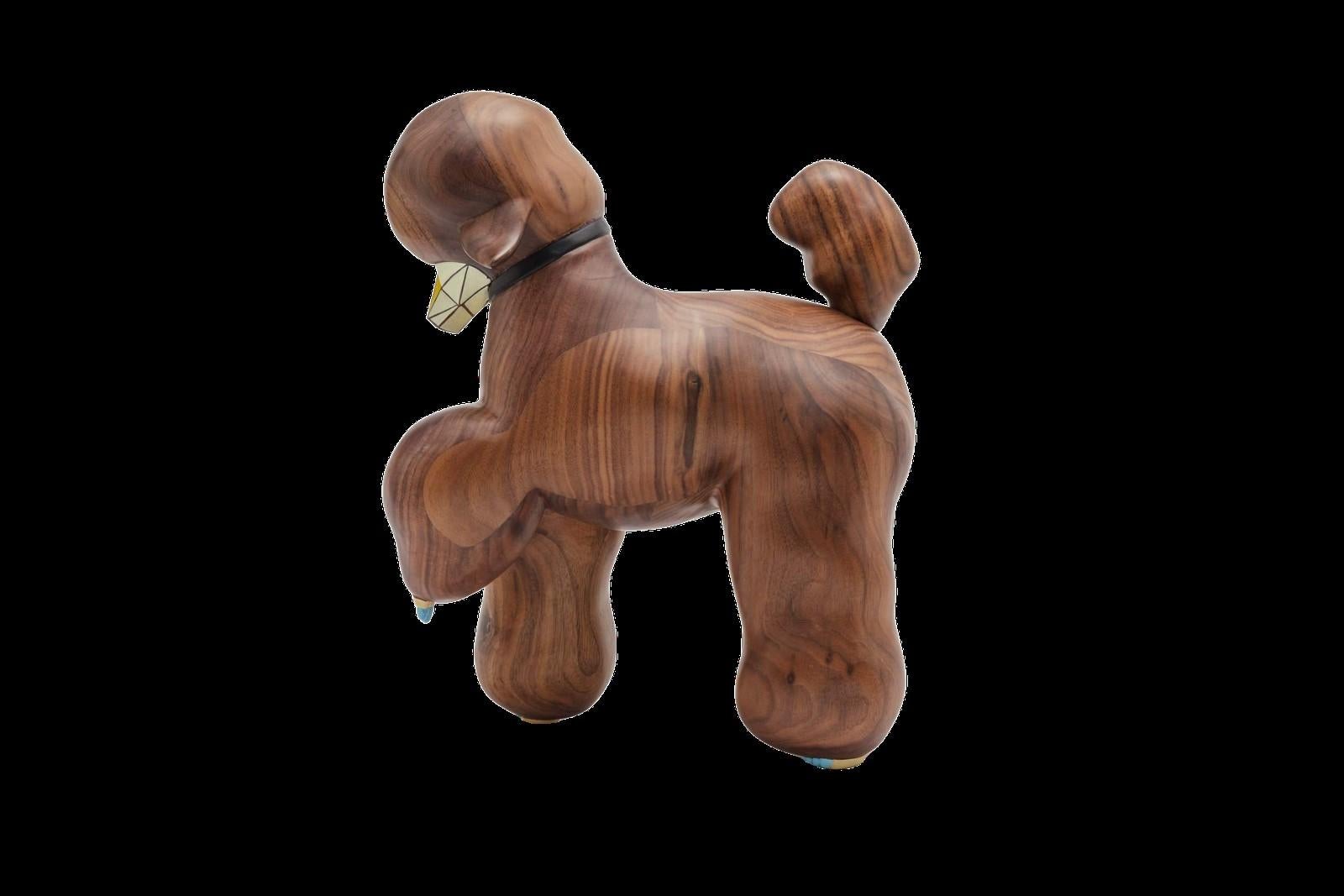 The Sinner at Dusk Walnut Wood Poodle Sculpture  For Sale 4