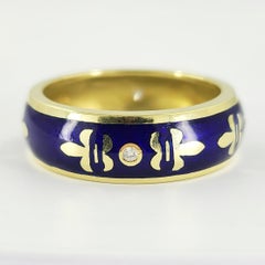 Susy Mor Yellow Gold & Blue Enamel Band