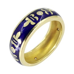 Susy Mor Yellow Gold & Blue Enamel Band