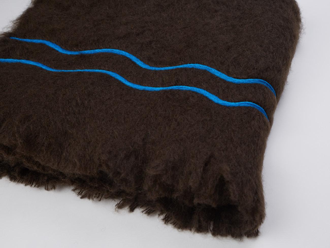 blue and brown throw blanket