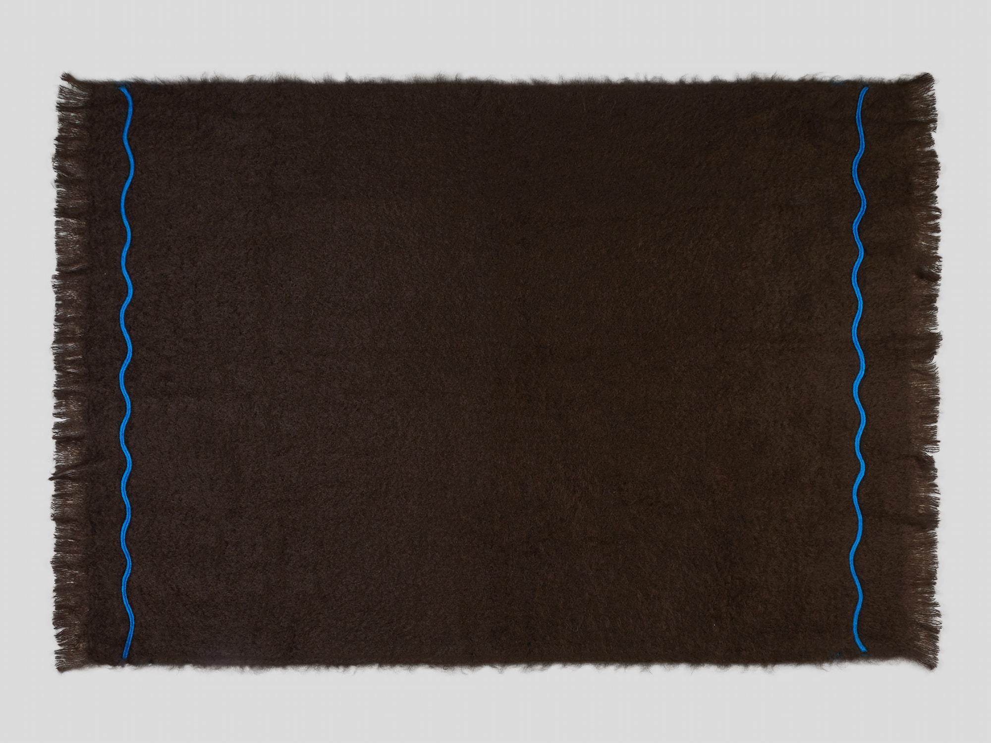 Mid-Century Modern Suter, Hand Embroidered brown Throw Blanket For Sale