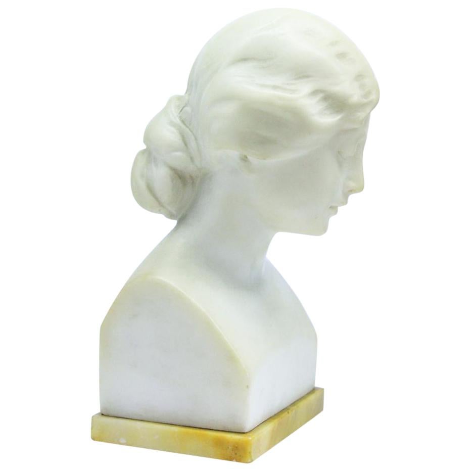 Suteur for Schumacher & Co. Carrara Marble Bust of a Young Woman