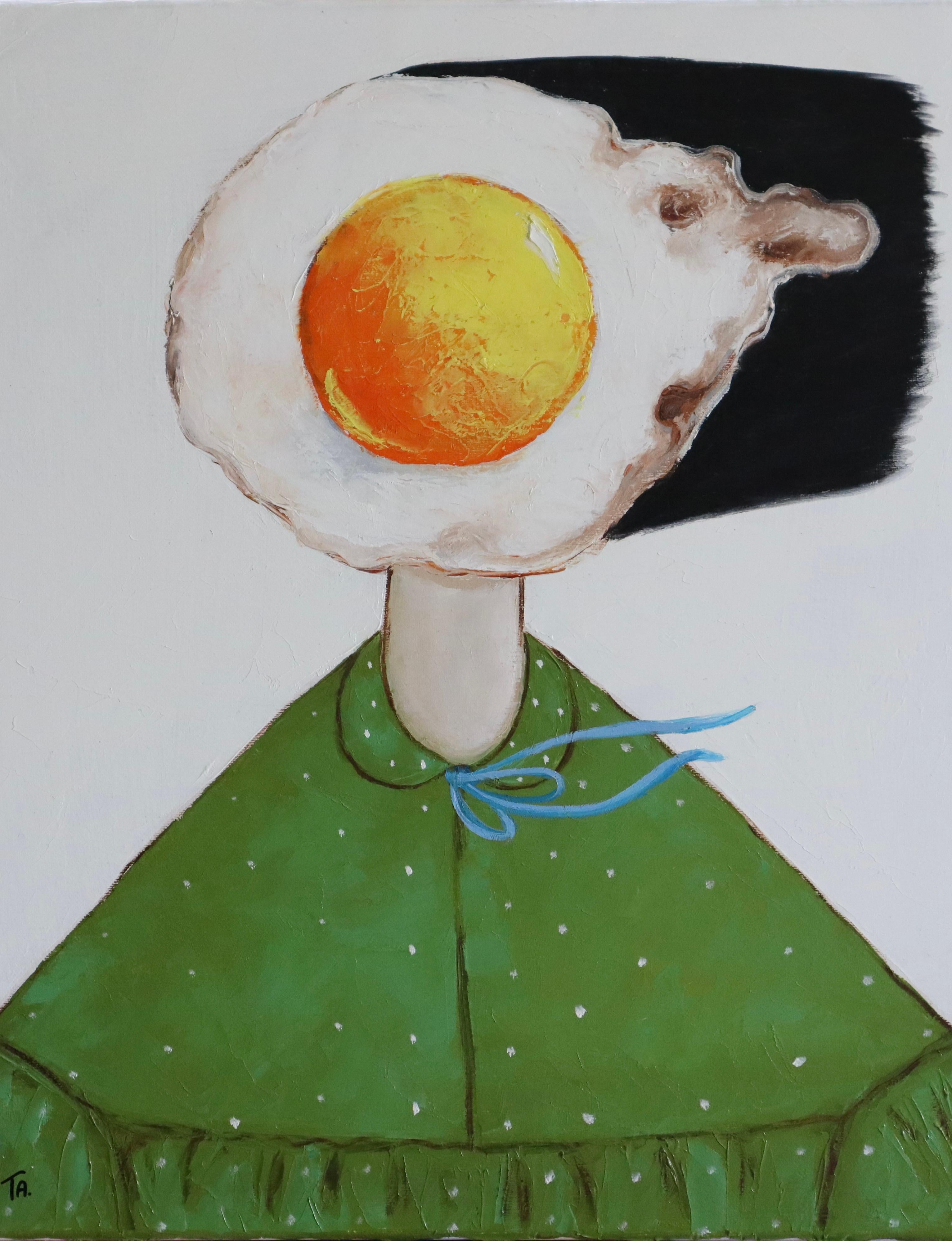 Suthamma (Ta) Byrne Portrait Painting - Egg girl in green