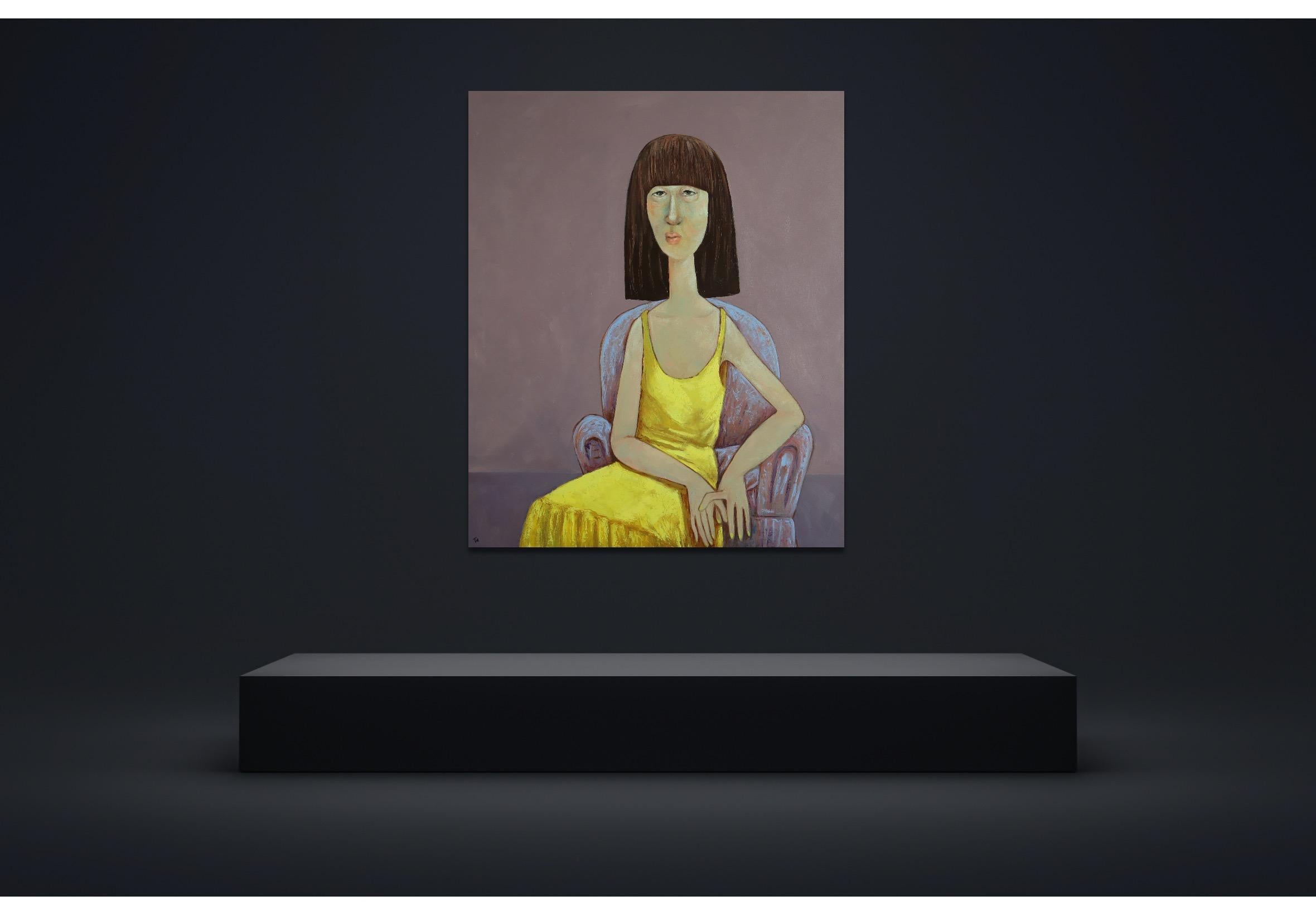 Lady in yellow - Painting by Suthamma (Ta) Byrne